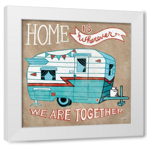 Adventure Love Camper Taupe White Modern Wood Framed Art Print by Urban, Mary
