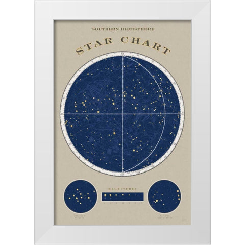 Southern Star Chart White Modern Wood Framed Art Print by Schlabach, Sue