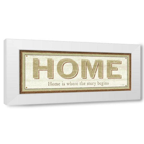 Home White Modern Wood Framed Art Print by Pela