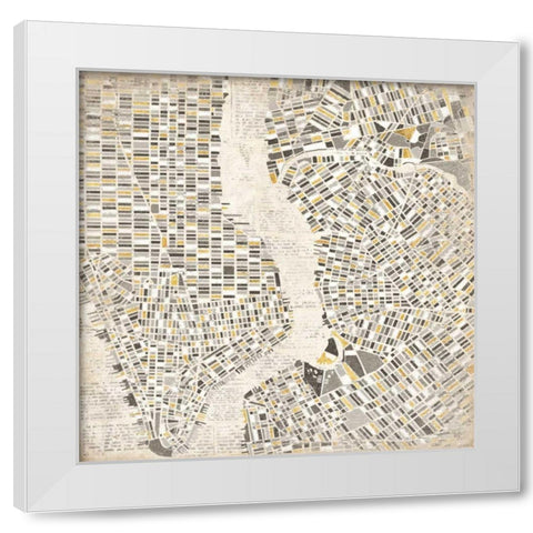 Mod New York Map White Modern Wood Framed Art Print by Marshall, Laura