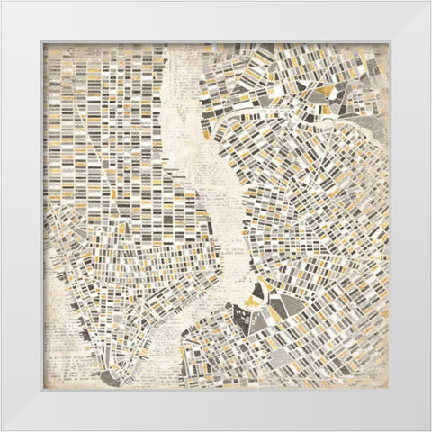 Mod New York Map White Modern Wood Framed Art Print by Marshall, Laura