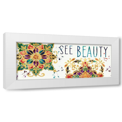 Little Jewels V White Modern Wood Framed Art Print by Aiken, Jess