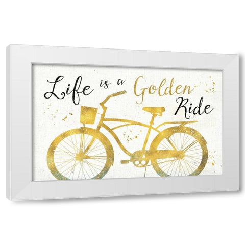 Golden Ride III White Modern Wood Framed Art Print by Pela Studio