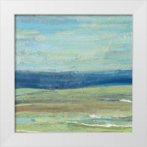 Azure Wave White Modern Wood Framed Art Print by Hristova, Albena