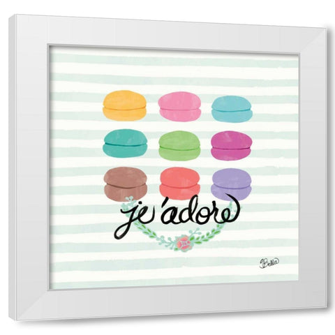 J adore Macarons White Modern Wood Framed Art Print by Studio Bella
