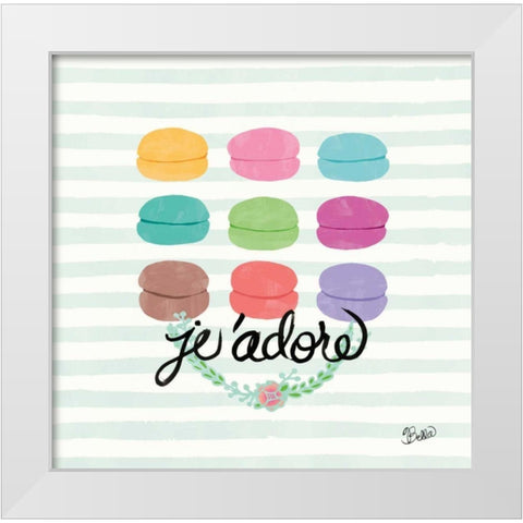 J adore Macarons White Modern Wood Framed Art Print by Studio Bella