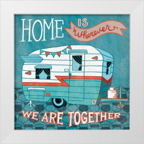 Adventure Love Camper White Modern Wood Framed Art Print by Urban, Mary