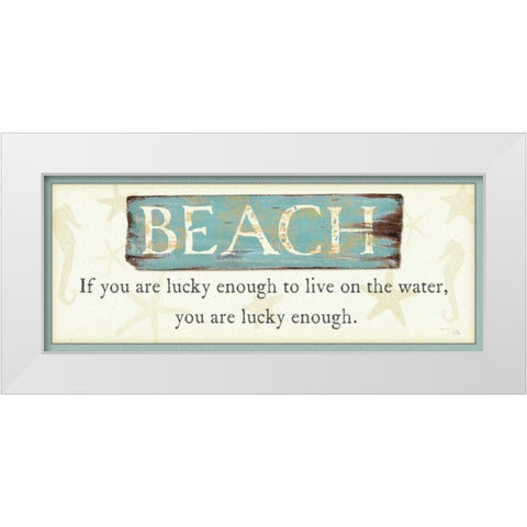 Beach White Modern Wood Framed Art Print by Pela
