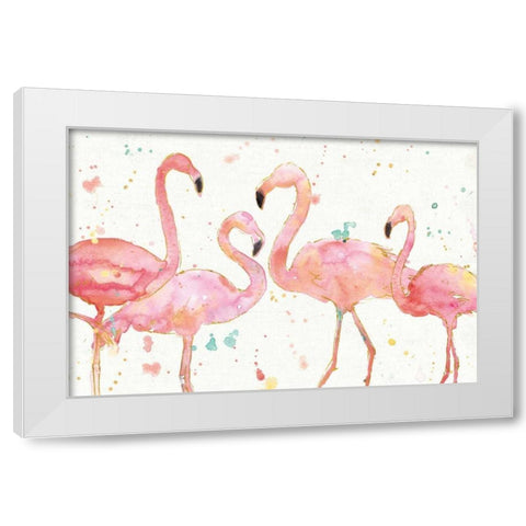 Flamingo Fever I White Modern Wood Framed Art Print by Tavoletti, Anne