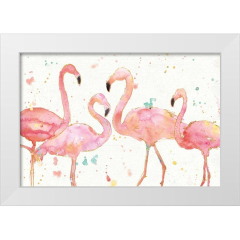 Flamingo Fever I White Modern Wood Framed Art Print by Tavoletti, Anne
