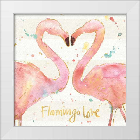 Flamingo Fever II White Modern Wood Framed Art Print by Tavoletti, Anne
