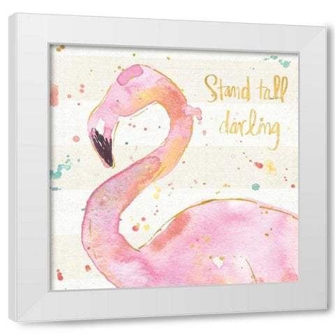 Flamingo Fever III White Modern Wood Framed Art Print by Tavoletti, Anne