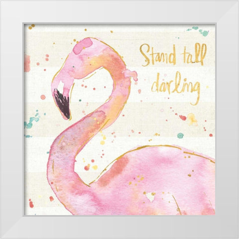 Flamingo Fever III White Modern Wood Framed Art Print by Tavoletti, Anne