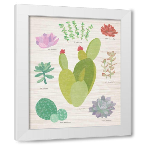 Succulent Chart III on Wood White Modern Wood Framed Art Print by Wild Apple Portfolio