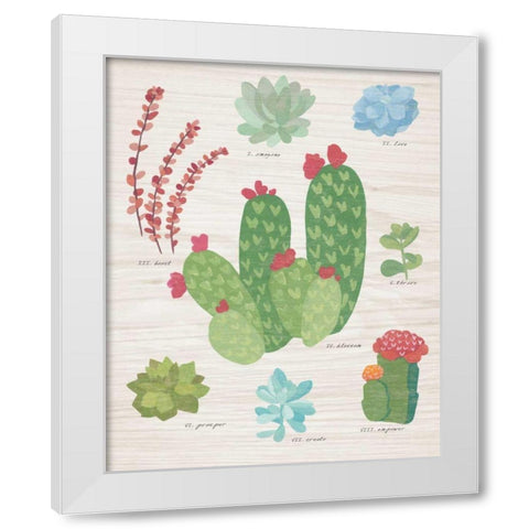 Succulent Chart IV on Wood White Modern Wood Framed Art Print by Wild Apple Portfolio