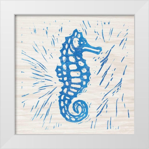 Sea Creature Seahorse Blue White Modern Wood Framed Art Print by Prahl, Courtney