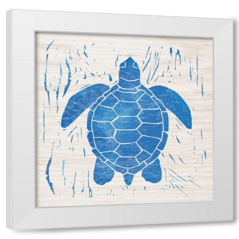 Sea Creature Turtle Blue White Modern Wood Framed Art Print by Prahl, Courtney