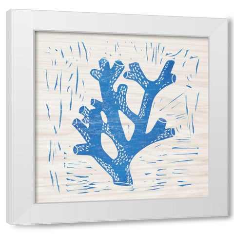 Sea Creature Coral Blue White Modern Wood Framed Art Print by Prahl, Courtney
