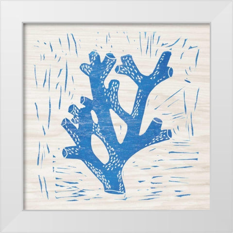 Sea Creature Coral Blue White Modern Wood Framed Art Print by Prahl, Courtney
