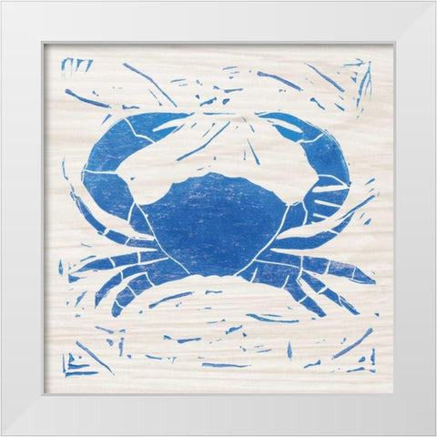 Sea Creature Crab Blue White Modern Wood Framed Art Print by Prahl, Courtney