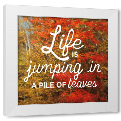 Life is for Jumping White Modern Wood Framed Art Print by Schlabach, Sue