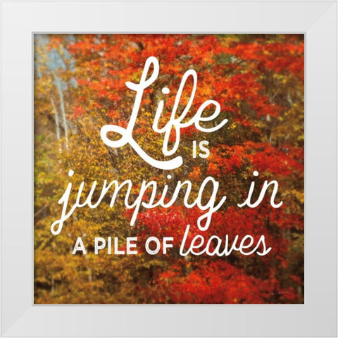 Life is for Jumping White Modern Wood Framed Art Print by Schlabach, Sue