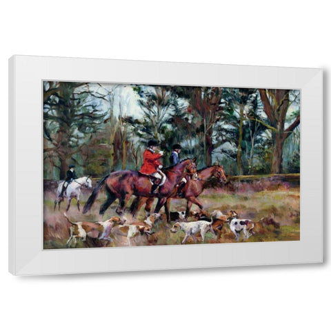 Foxhunt White Modern Wood Framed Art Print by Hageman, Marilyn
