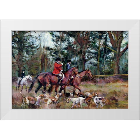 Foxhunt White Modern Wood Framed Art Print by Hageman, Marilyn