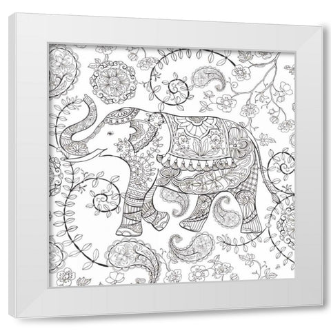 Color My World Elephant II Square White Modern Wood Framed Art Print by Daphne, Brissonnet