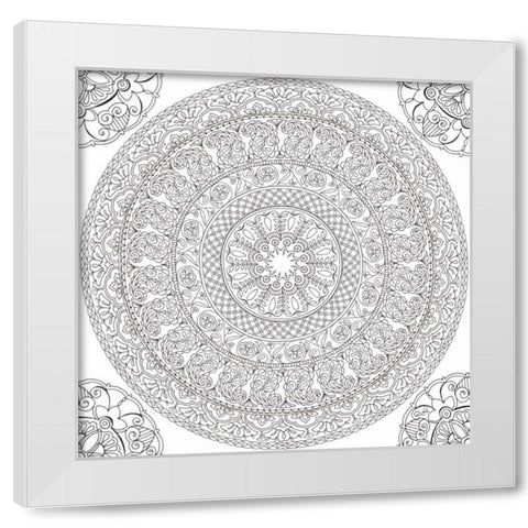 Color My World Mandala Square White Modern Wood Framed Art Print by Daphne, Brissonnet