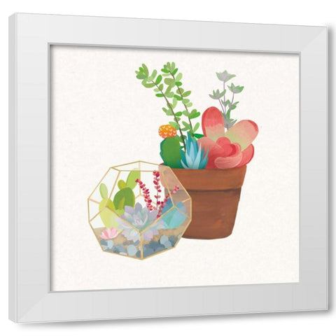 Succulent Garden III White Modern Wood Framed Art Print by Wild Apple Portfolio