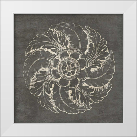 Rosette IV Gray White Modern Wood Framed Art Print by Wild Apple Portfolio