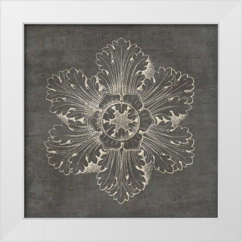 Rosette V Gray White Modern Wood Framed Art Print by Wild Apple Portfolio