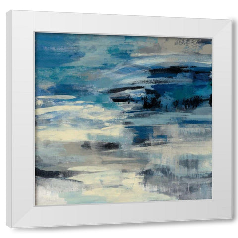 Indigo Wave White Modern Wood Framed Art Print by Vassileva, Silvia