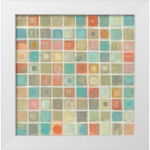 Sea Glass Mosaic White Modern Wood Framed Art Print by Vassileva, Silvia