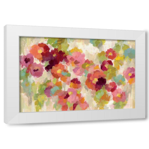 Coral and Emerald Garden I White Modern Wood Framed Art Print by Vassileva, Silvia
