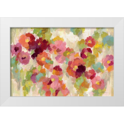 Coral and Emerald Garden I White Modern Wood Framed Art Print by Vassileva, Silvia