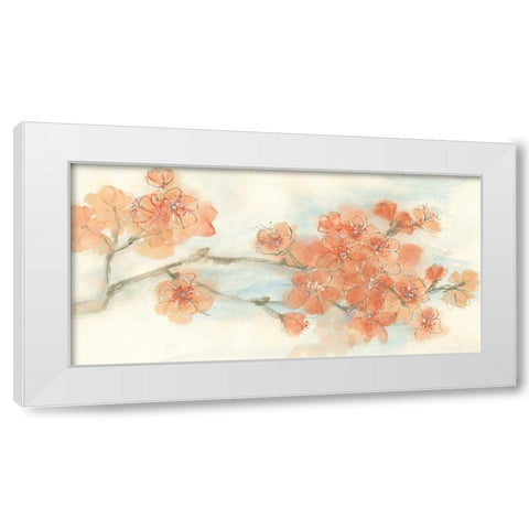 Peach Blossom I White Modern Wood Framed Art Print by Paschke, Chris