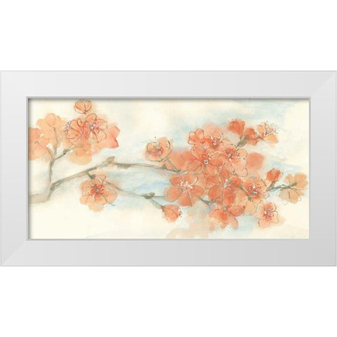 Peach Blossom I White Modern Wood Framed Art Print by Paschke, Chris
