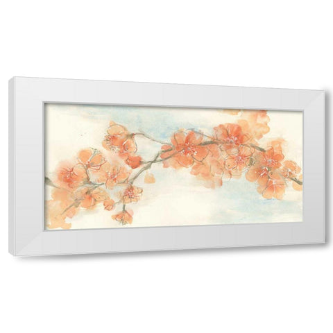 Peach Blossom II White Modern Wood Framed Art Print by Paschke, Chris