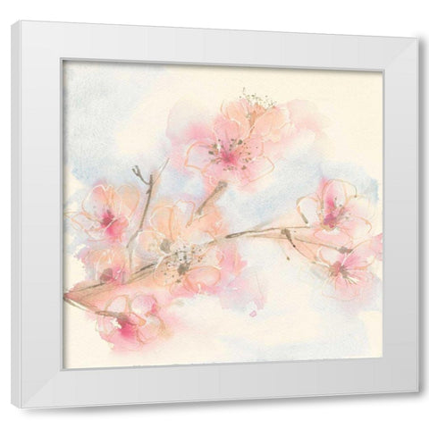Pink Blossoms II White Modern Wood Framed Art Print by Paschke, Chris
