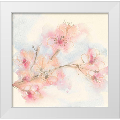 Pink Blossoms II White Modern Wood Framed Art Print by Paschke, Chris