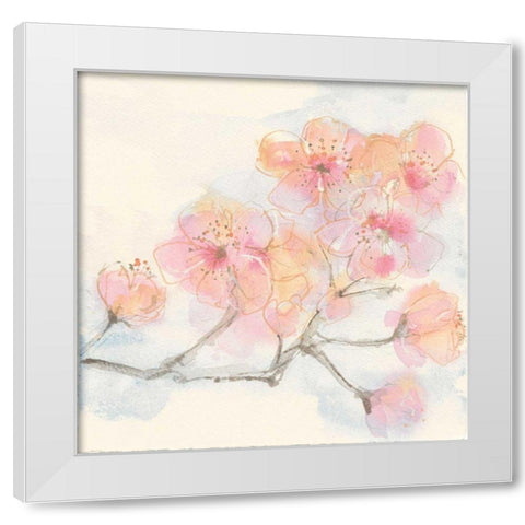 Pink Blossoms III White Modern Wood Framed Art Print by Paschke, Chris