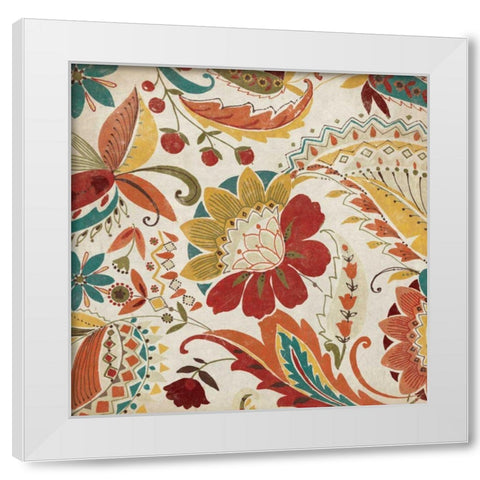 Boho Paisley Spice I White Modern Wood Framed Art Print by Wild Apple Portfolio