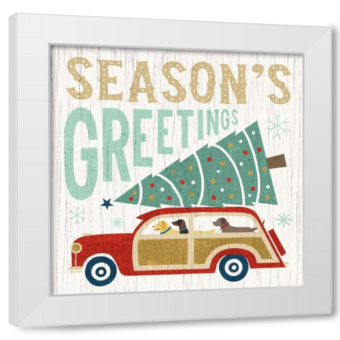 Holiday on Wheels II White Modern Wood Framed Art Print by Mullan, Michael