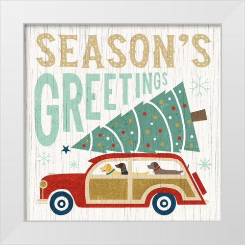 Holiday on Wheels II White Modern Wood Framed Art Print by Mullan, Michael