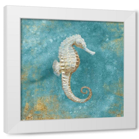 Treasures from the Sea I Aqua  White Modern Wood Framed Art Print by Nai, Danhui