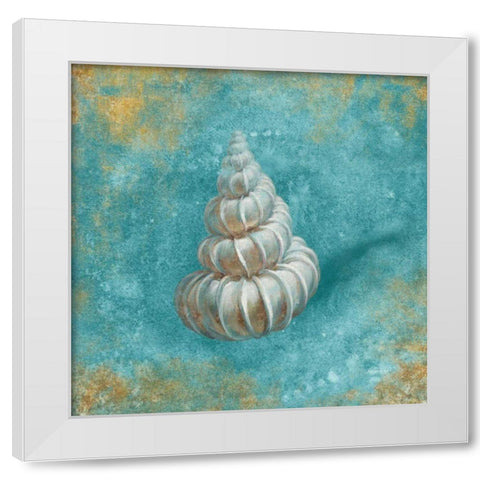 Treasures from the Sea II Aqua  White Modern Wood Framed Art Print by Nai, Danhui