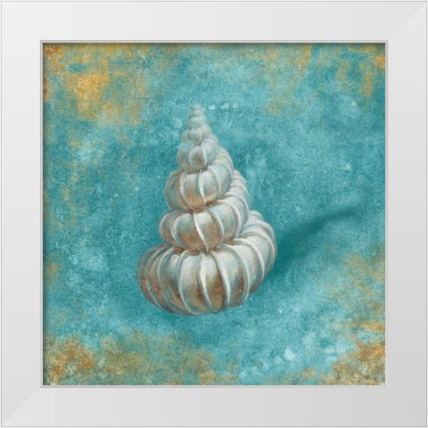 Treasures from the Sea II Aqua  White Modern Wood Framed Art Print by Nai, Danhui