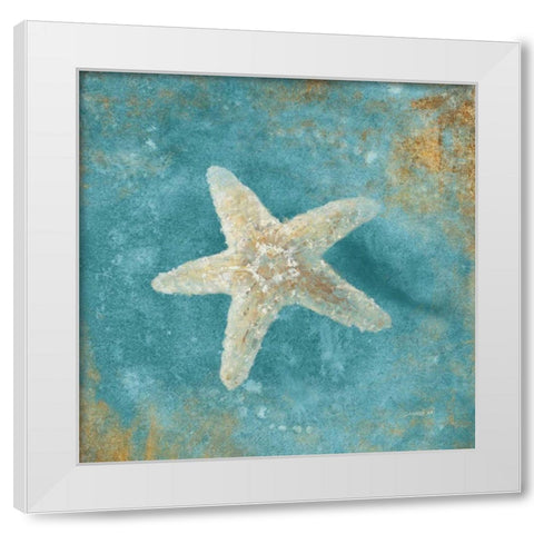 Treasures from the Sea IV Aqua  White Modern Wood Framed Art Print by Nai, Danhui